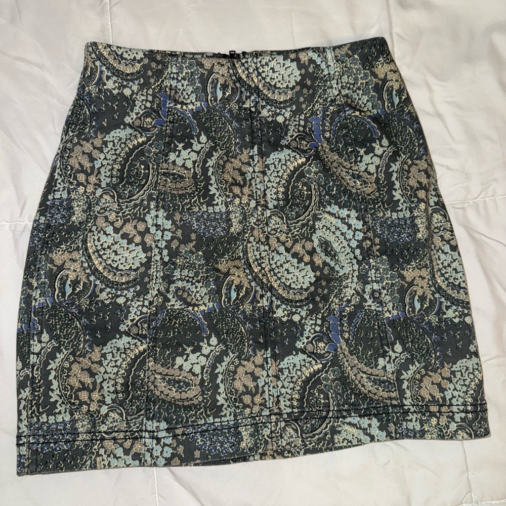 Free People Blue Green Mini Pencil Skirt
